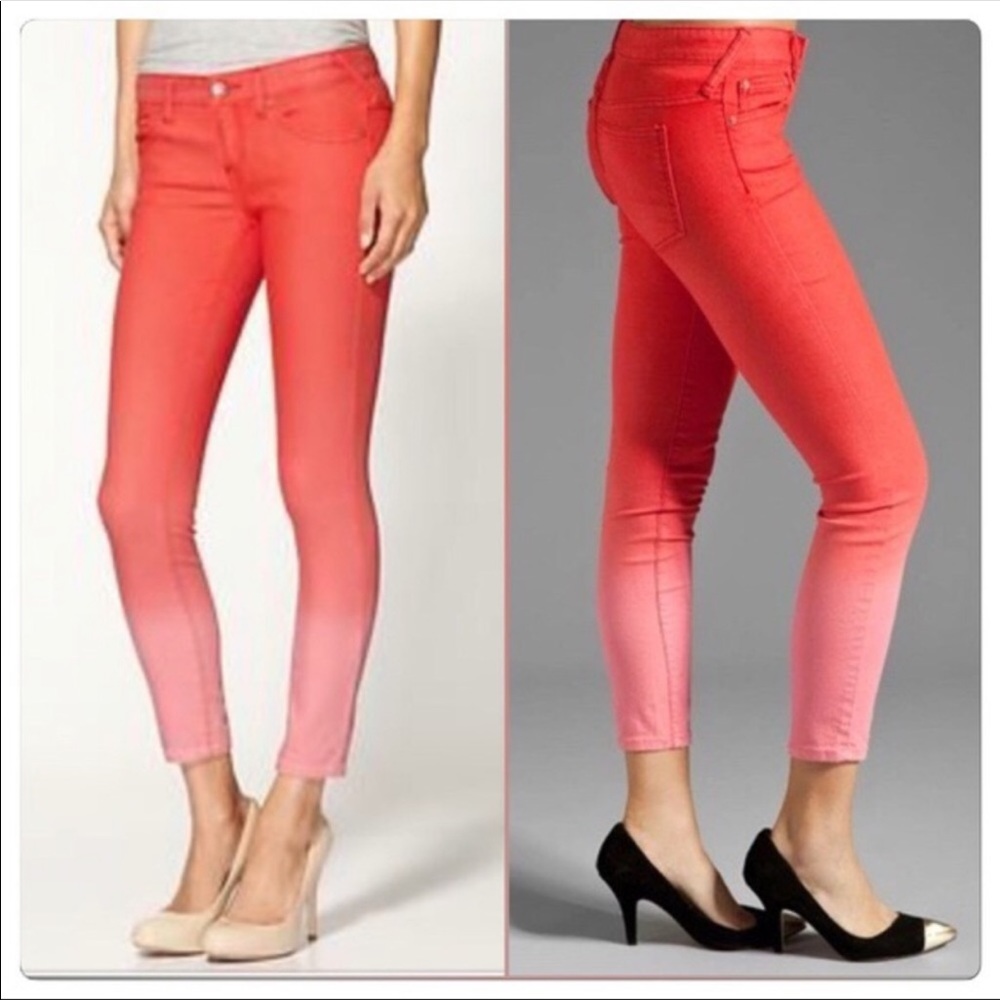 💝HP💝 Free People Orange Ombré Ankle Skinny Jeans